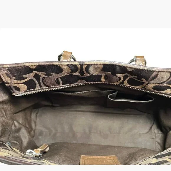 Coach Gallery Optic Signature Tote Bag Vintage Chocolate Monogram Canvas EUC - Picture 9 of 16